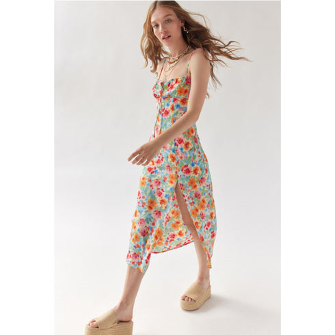 Kiss The Sky Side-Slit Maxi Dress BL Motif | Medium