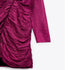Zara Women Ruched Satin Effect Print Wrap Dress Fuchsia Pink