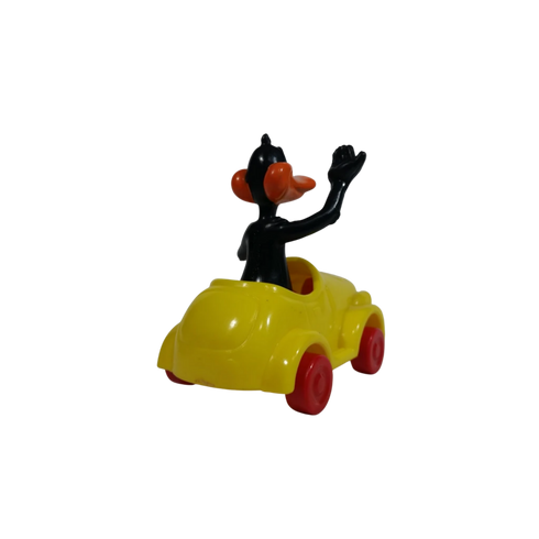 1989 Vintage Warner Bros Looney Tunes Daffy Duck in Yellow Plastic Toy Car Vehicle. Sealed