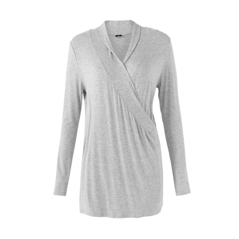 VONDA Women V-neck Long Sleeve Cotton Comfy Maternity Tops Nursing Tops, 3XL - MGworld