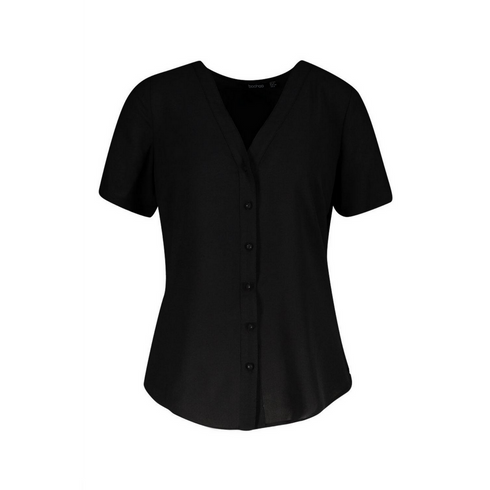 Boohoo Short Sleeve Button Through Blouse