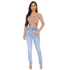 Fashion Nova Florence Fray Hem Skinny Jeans - Light Blue Wash