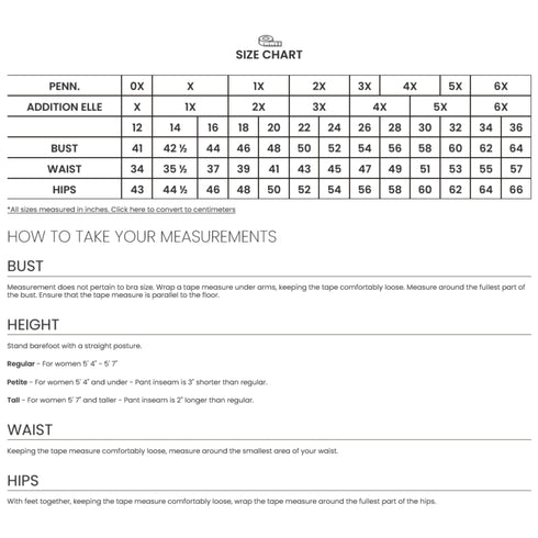 Penningtons Women's Size Chart