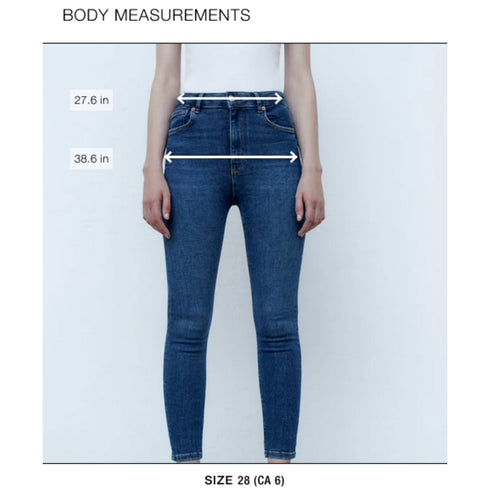 Zara Women's Jeans Size Chart, US 6