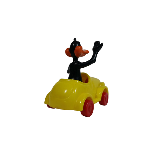 1989 Vintage Warner Bros Looney Tunes Daffy Duck in Yellow Plastic Toy Car Vehicle. Sealed 
