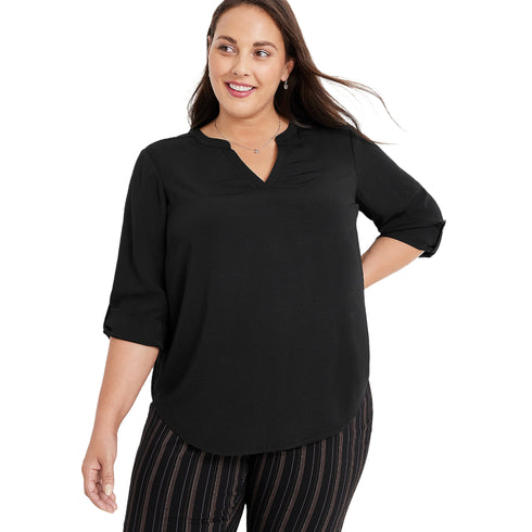 Maurices Plus Size Atwood 3/4 Sleeve Popover Blouse